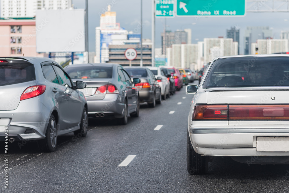 traffic jam on express way in rush hour