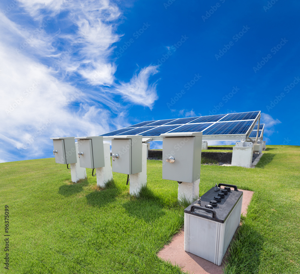 Solar energy system against sunny sky