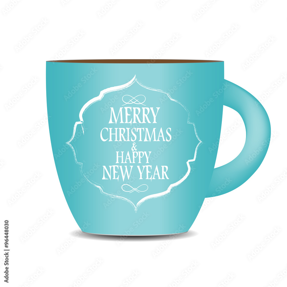 抽象美人圣诞新年Coffee Cup.Vector Illustr