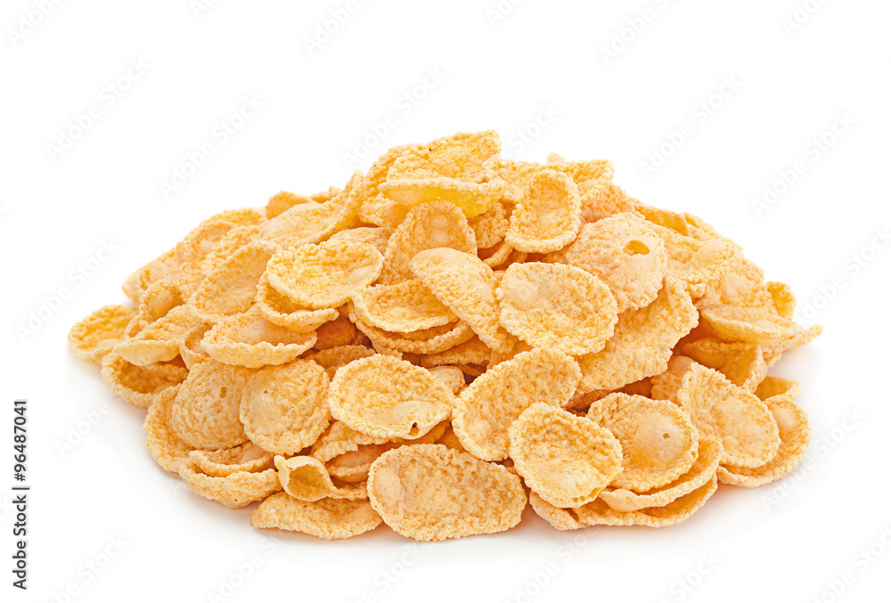 Corn flakes on white