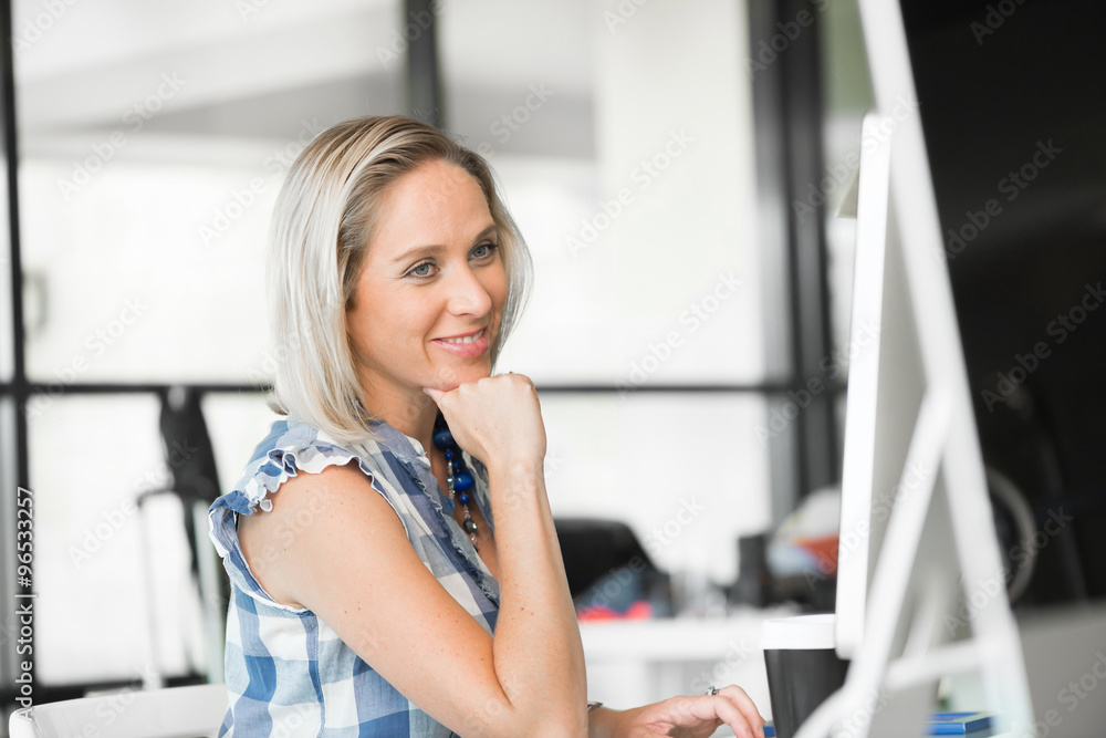 Woman working on computer