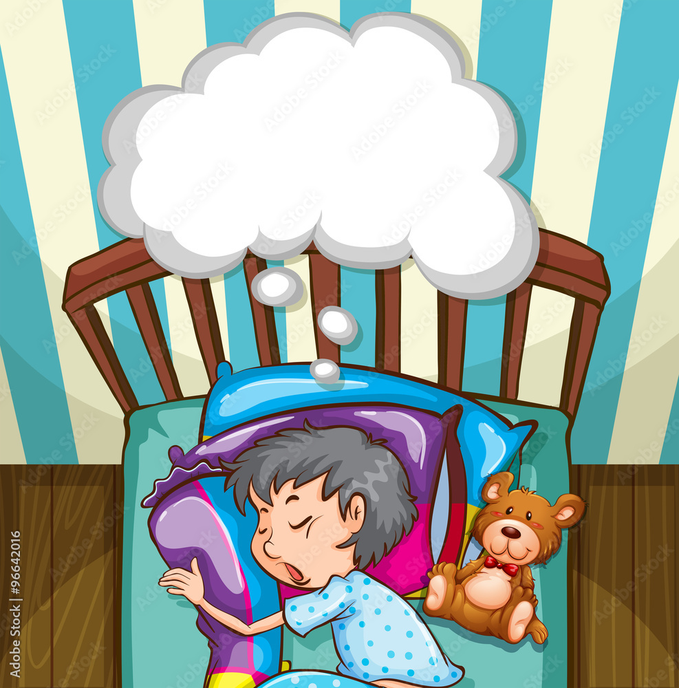 Boy in blue pajamas sleeping