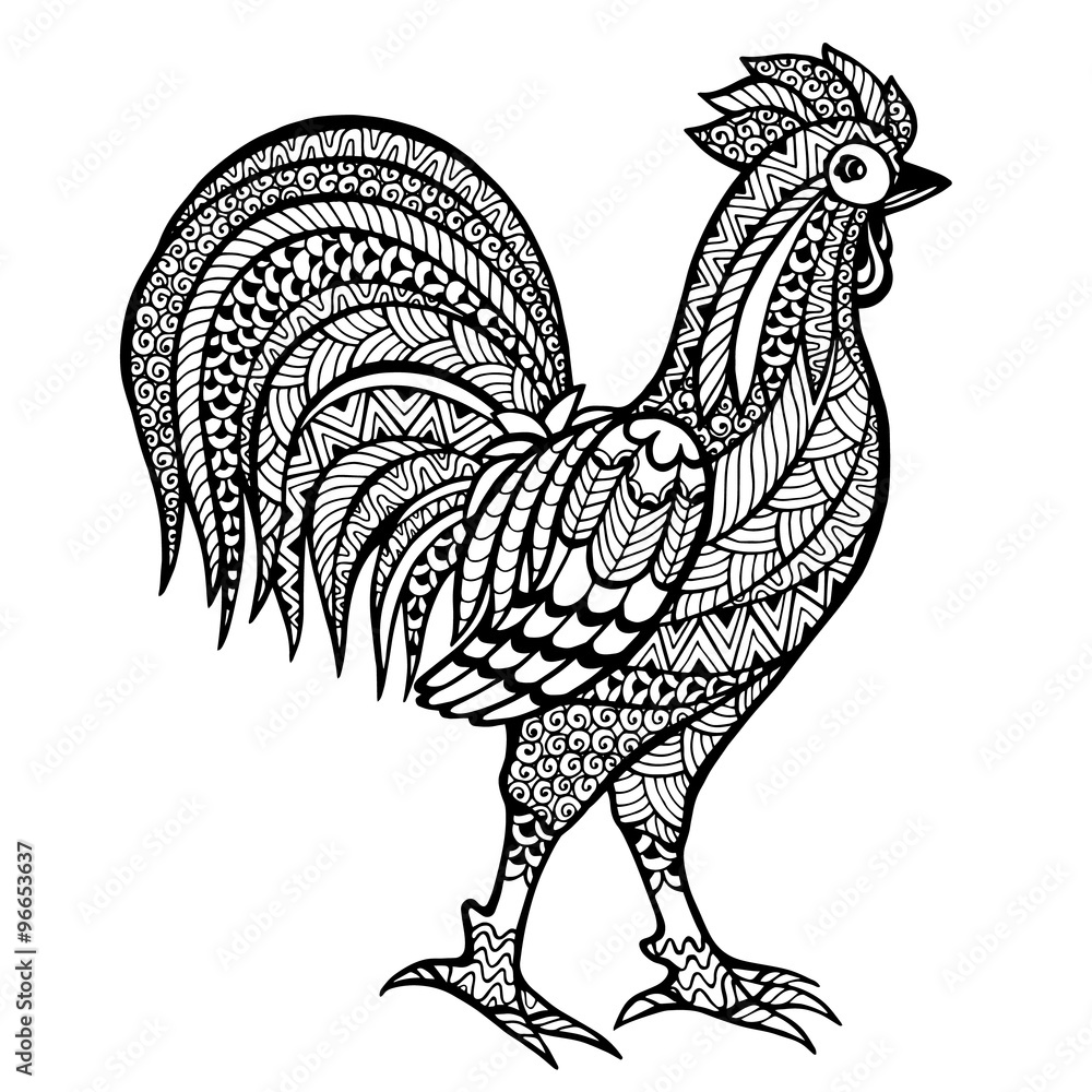 Zentangle stylized  cock.