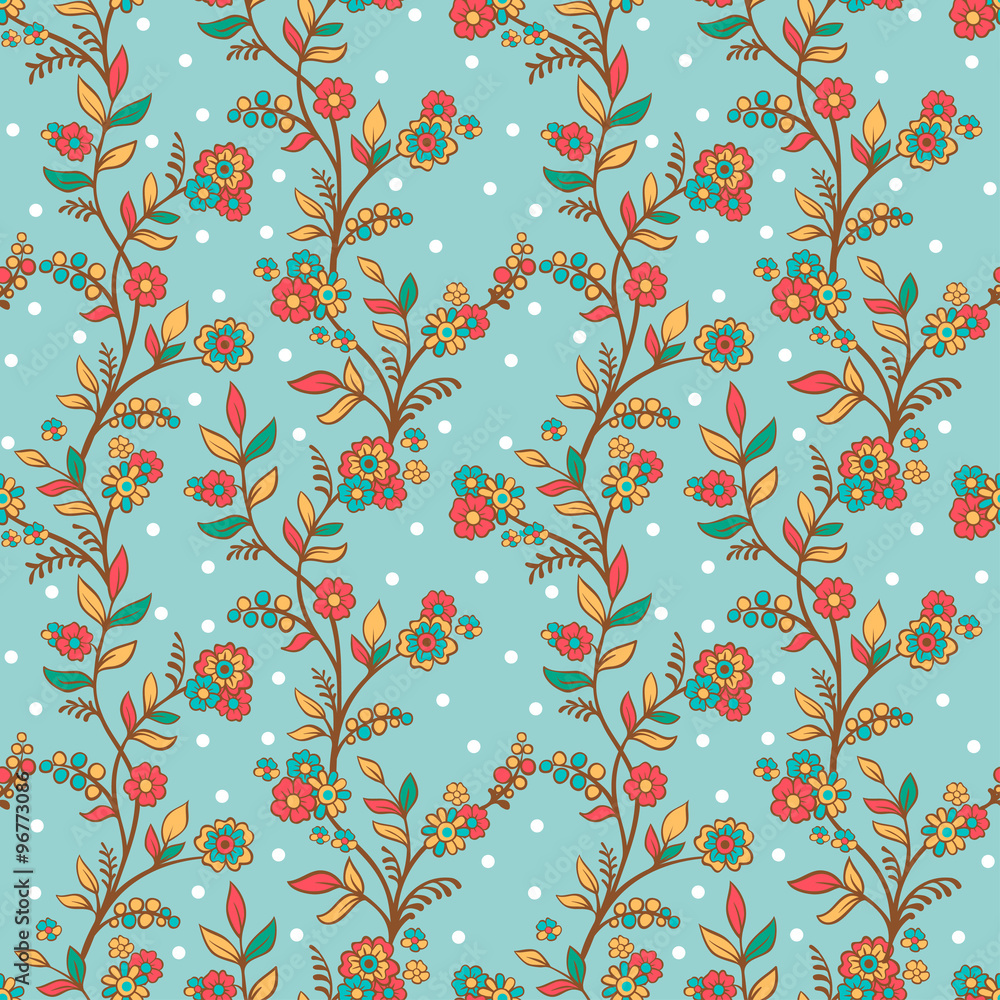 Retro romantic floral background with flowers.