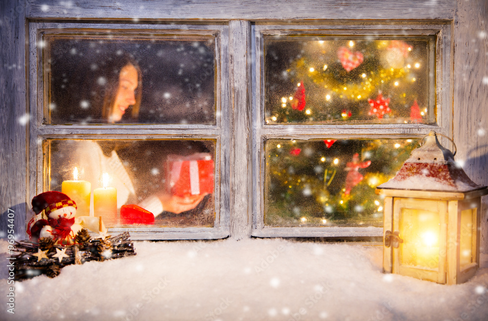 Atmospheric Christmas window still life