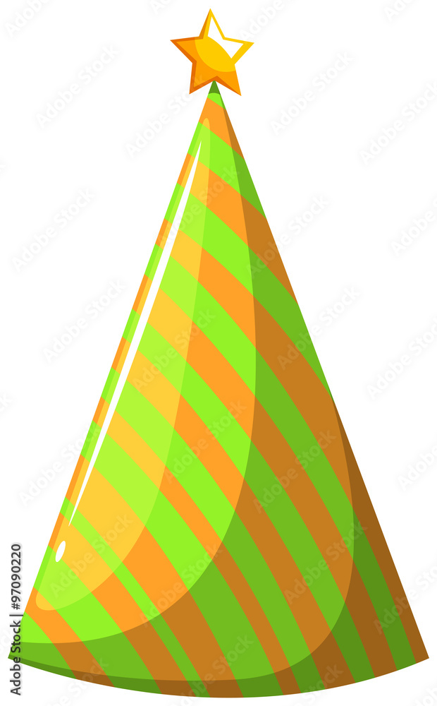 Party hat in orange and green striped