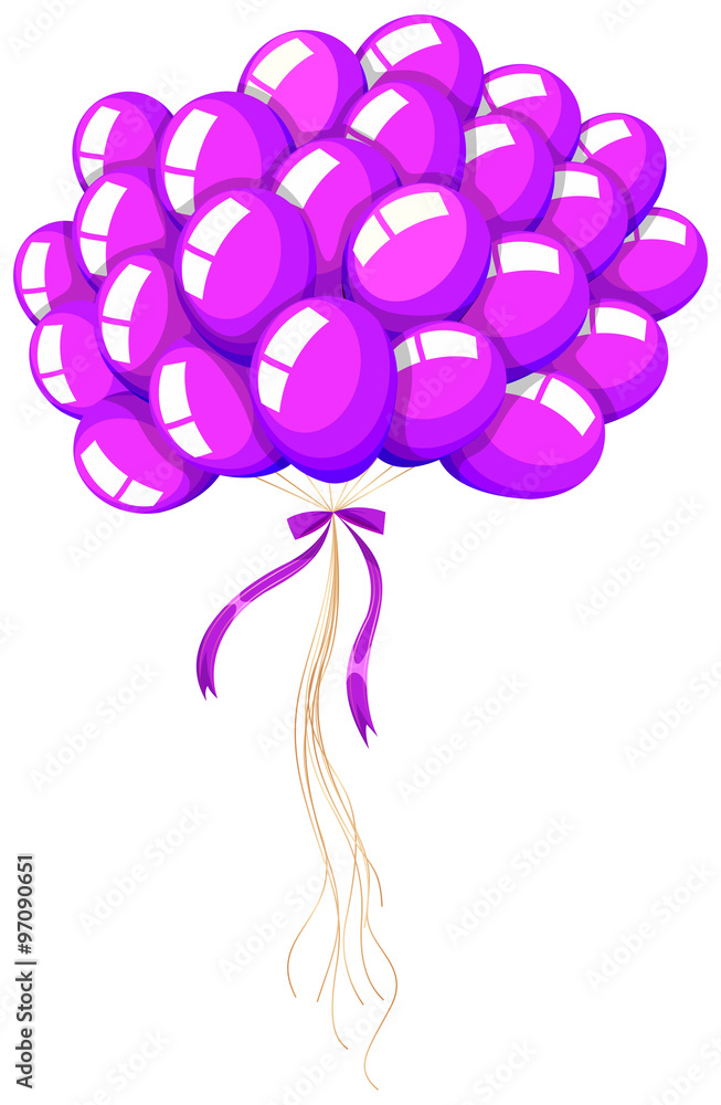 Bunch of purple balloons floating