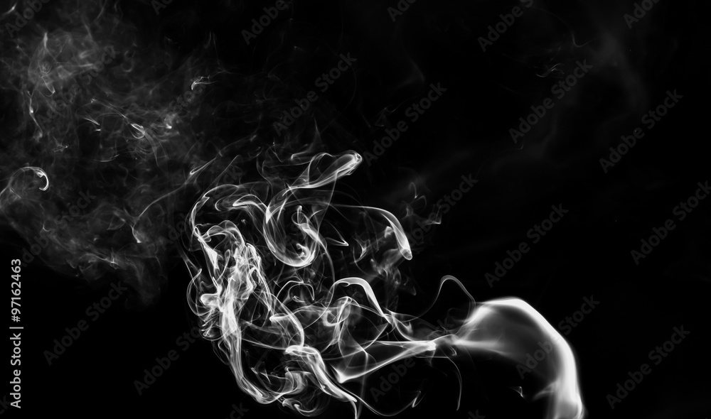 Smoke on a black background.