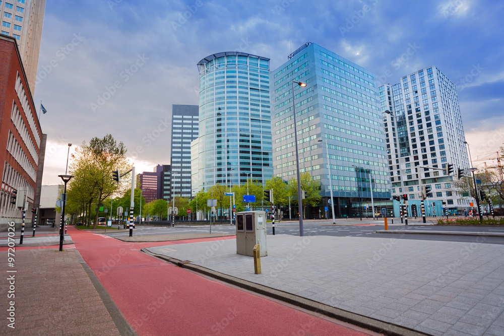 Keizerstraat view with cloudy sky in Rotterdam