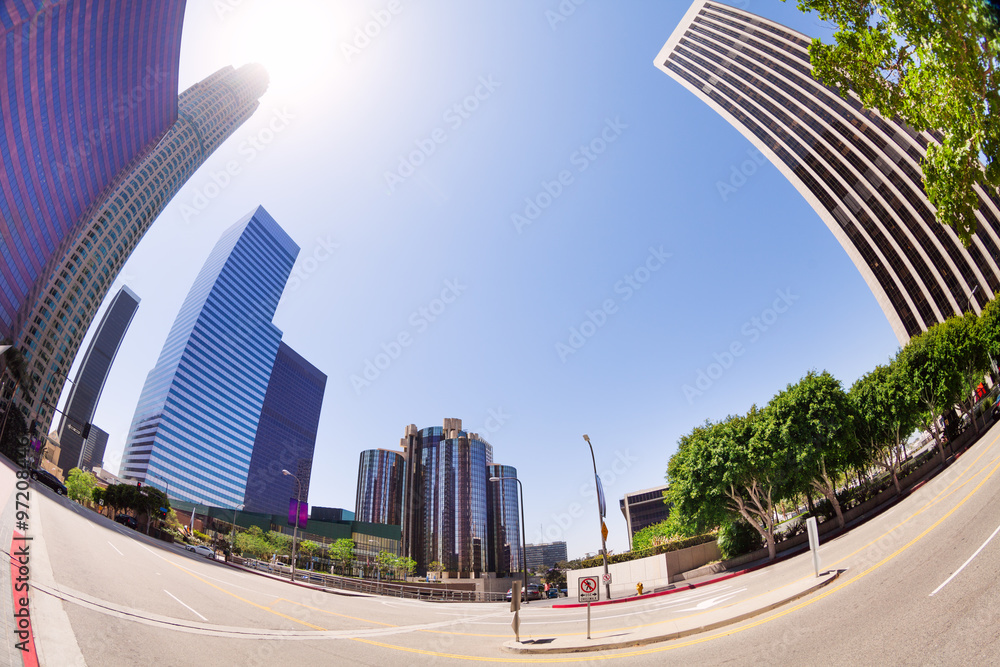 洛杉矶市中心摩天大楼街景