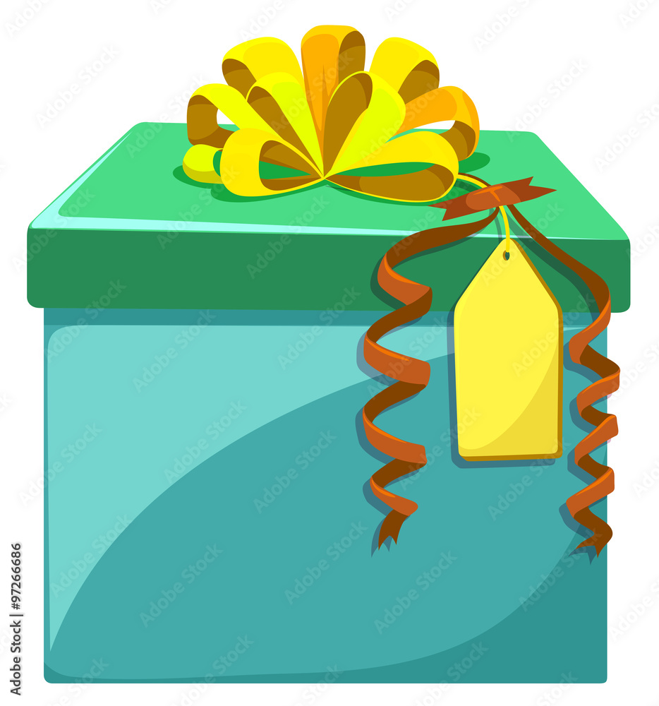 Present box with yellow ribbon