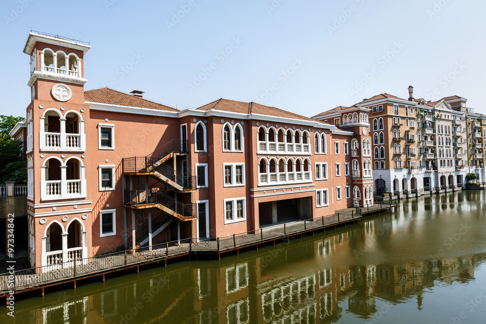 New apartment building in suburban area