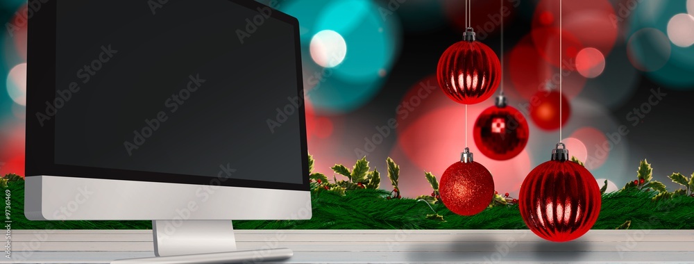 Composite image of christmas baubles