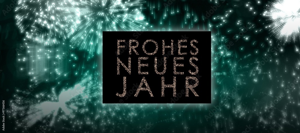 Composite image of glittering frohes neues jahr