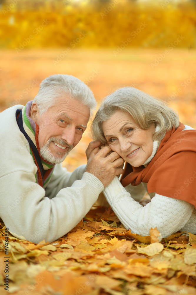 Senior couple in autumn park