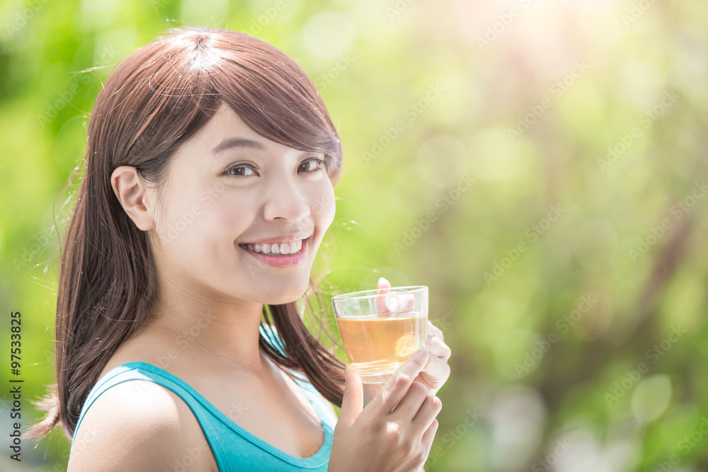 Young Woman drinking hot tea