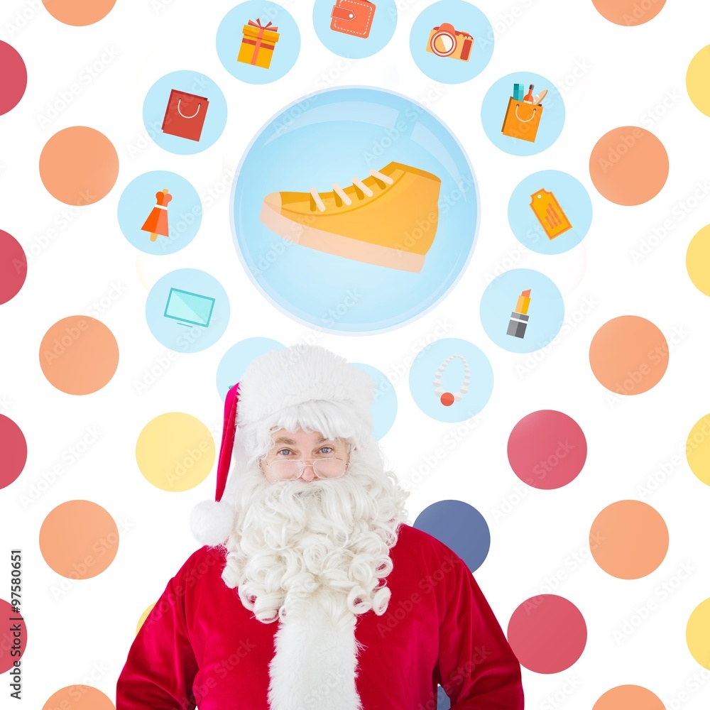 Composite image of portrait of smiling santa claus