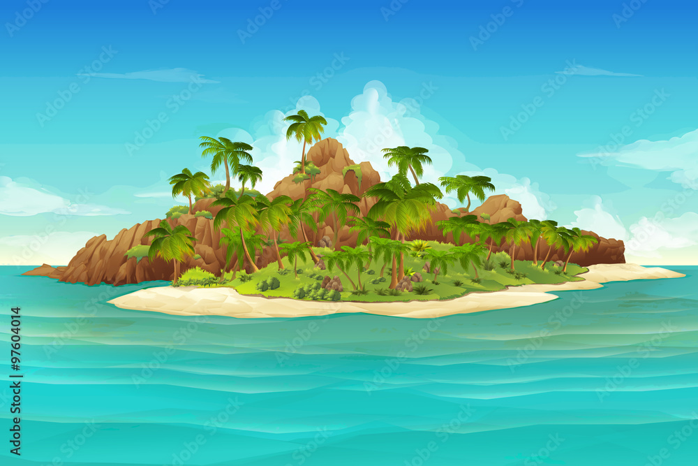 Tropical island, vector background