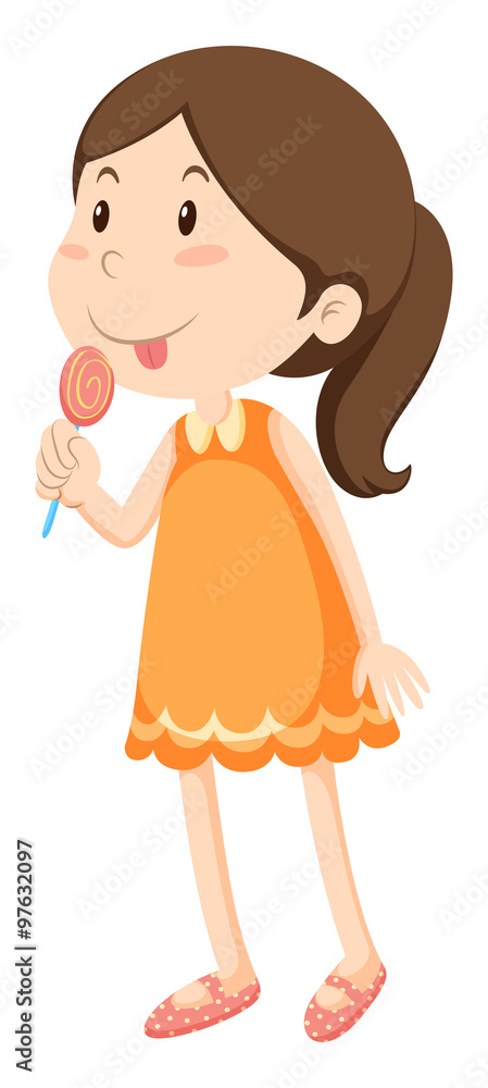 Little girl licking candy