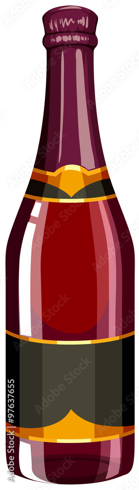 Champagne bottle in red color