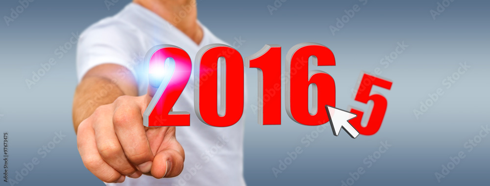 Man celebrating the new year 2016