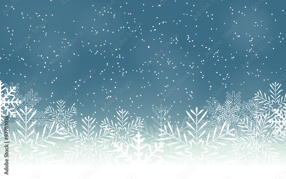 Abstract Beauty Christmas and New Year Background with Snow, Snowflakes. Vector Illustration