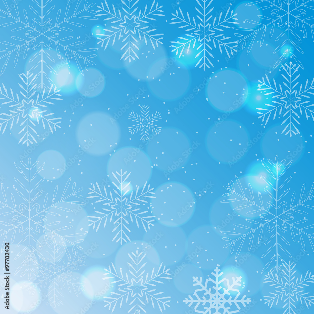 Abstract Beauty Christmas and New Year Background with Snow, Snowflakes. Vector Illustration