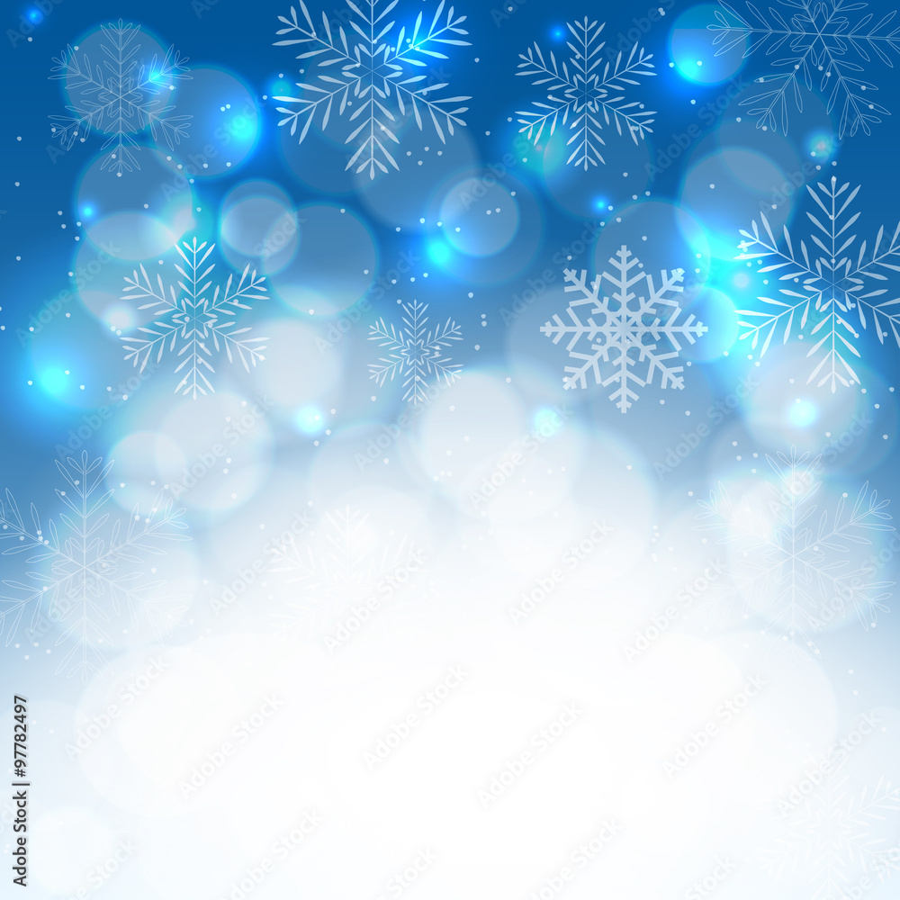 Abstract Beauty Christmas and New Year Background with Snow, Snowflakes. Vector Illustration