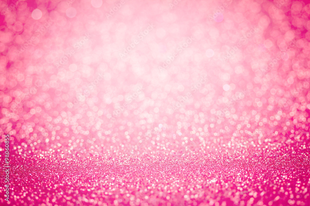 Abstract blur sweet pink bokeh lighting from glitter texture