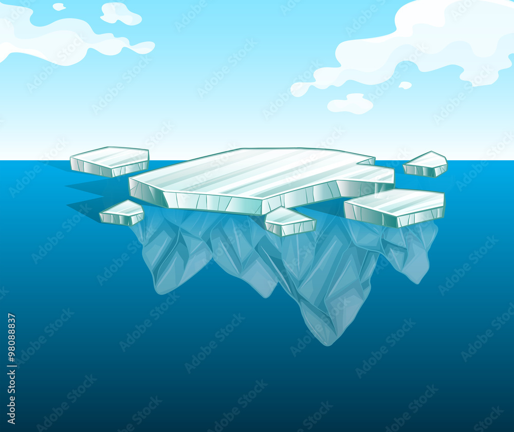 Thin iceberg on water