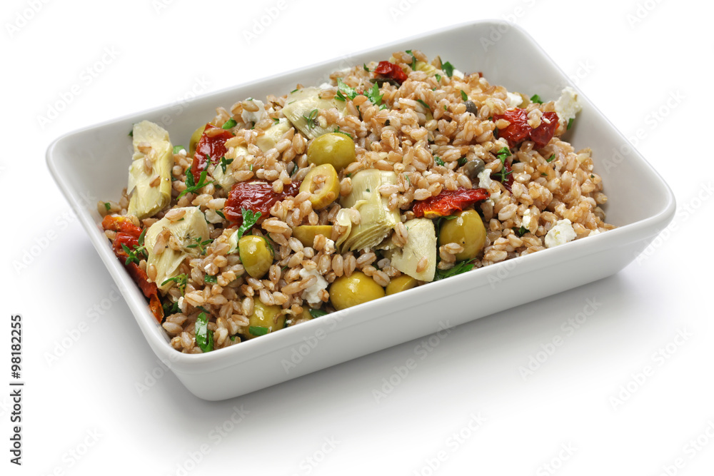 斯佩尔特沙拉，insalata di farro，白底意大利料理