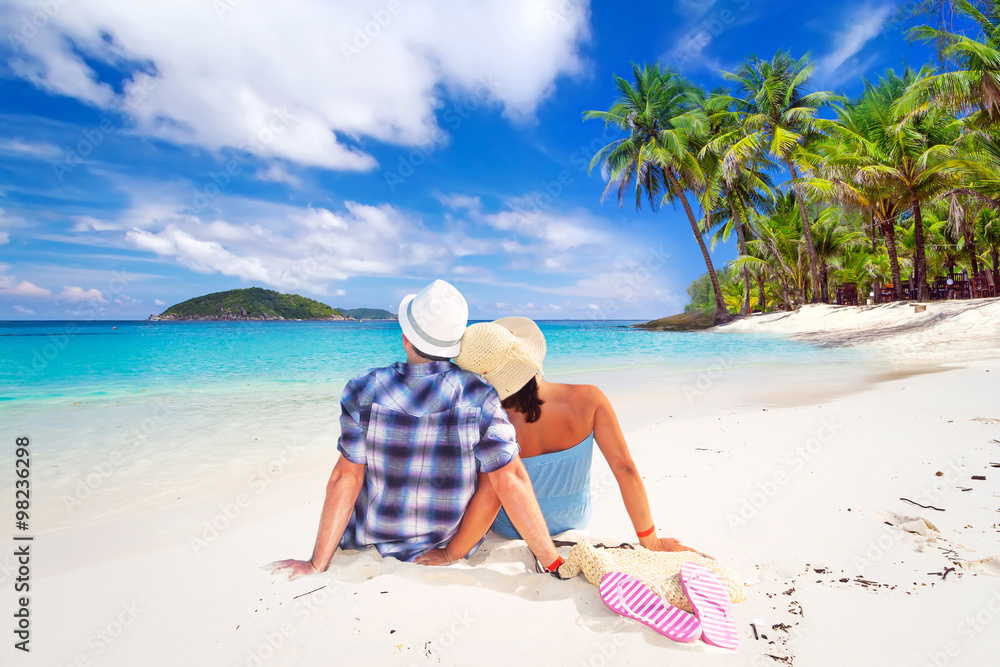 Couple in hug on romantic holidays