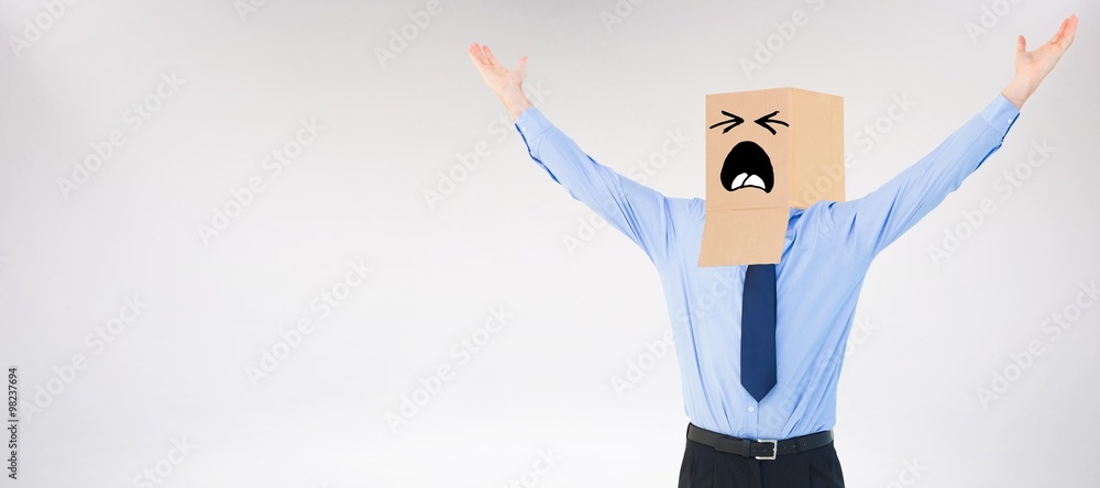 Composite image of cheering anonymous businessman