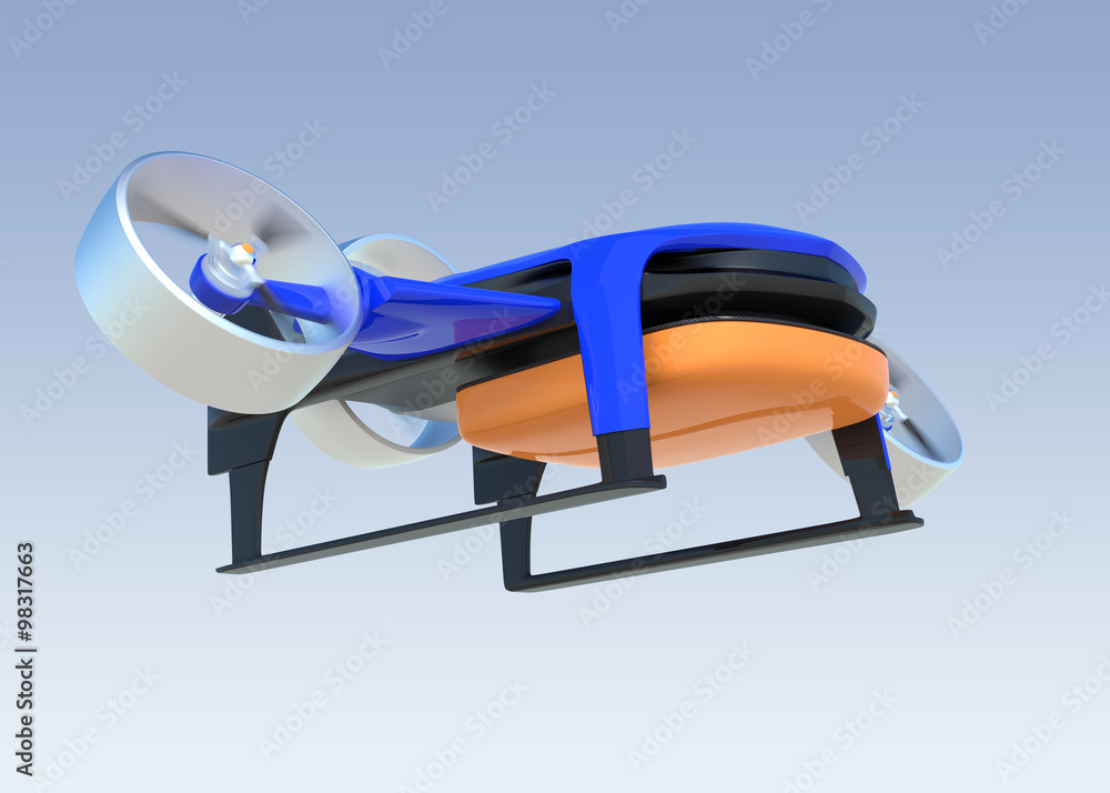 Hybrid drone with 2 mode to fly. lift up vertically and flying in horizon. Clipping path available.