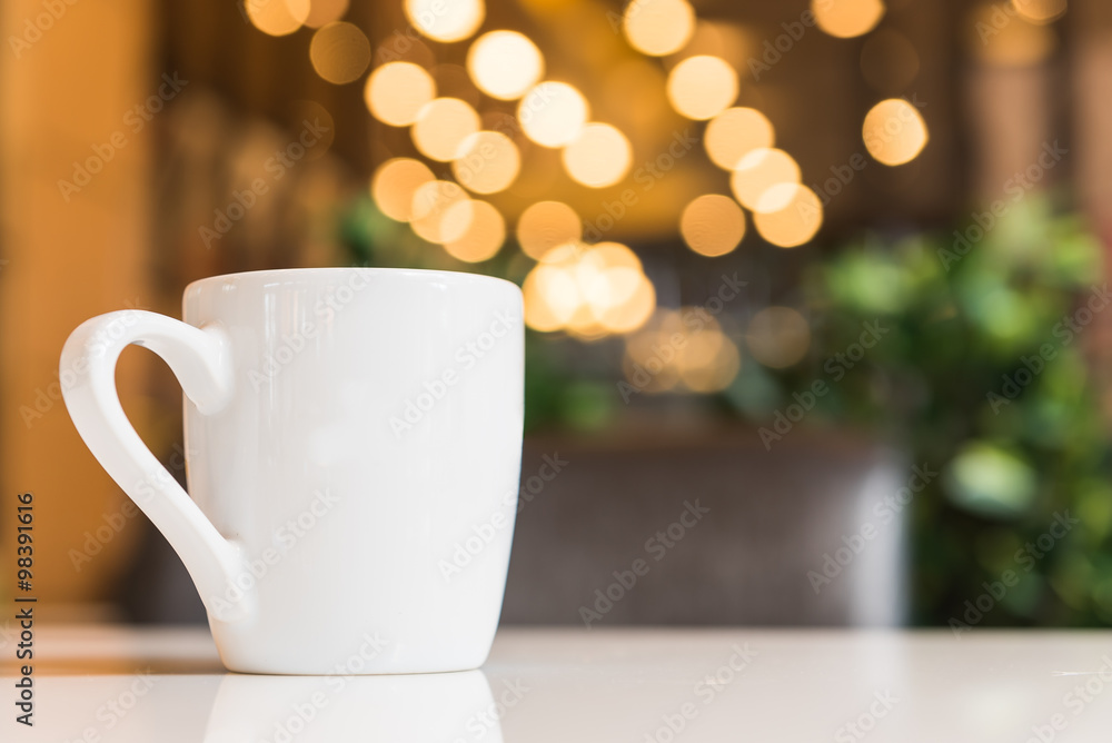 white coffee cup in coffee shop