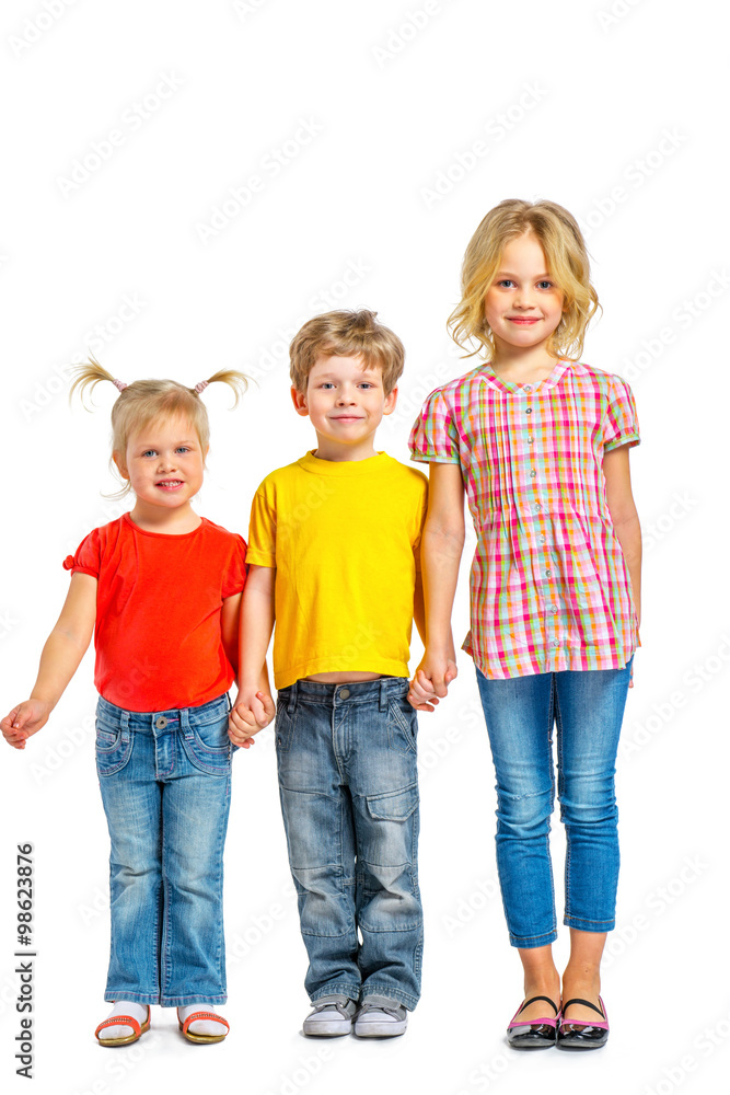 little children on white background