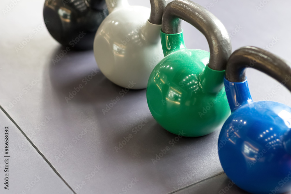 colorful kettle bell on table