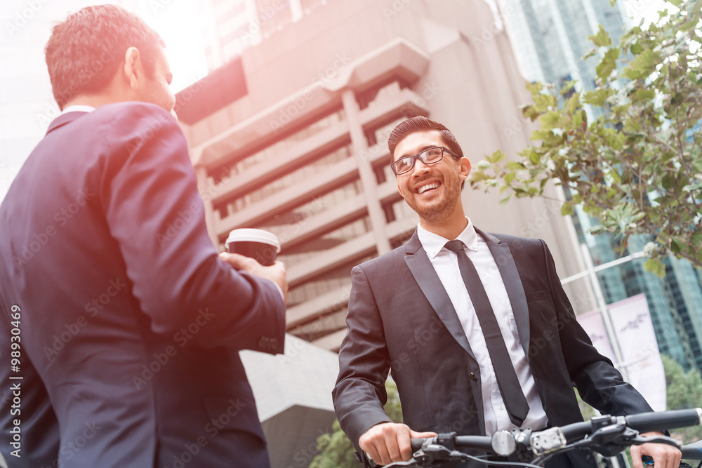 Two businessmen having walk