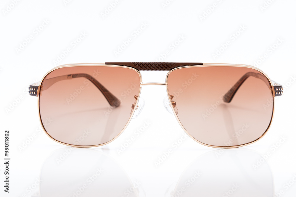 pink sunglasses on white background