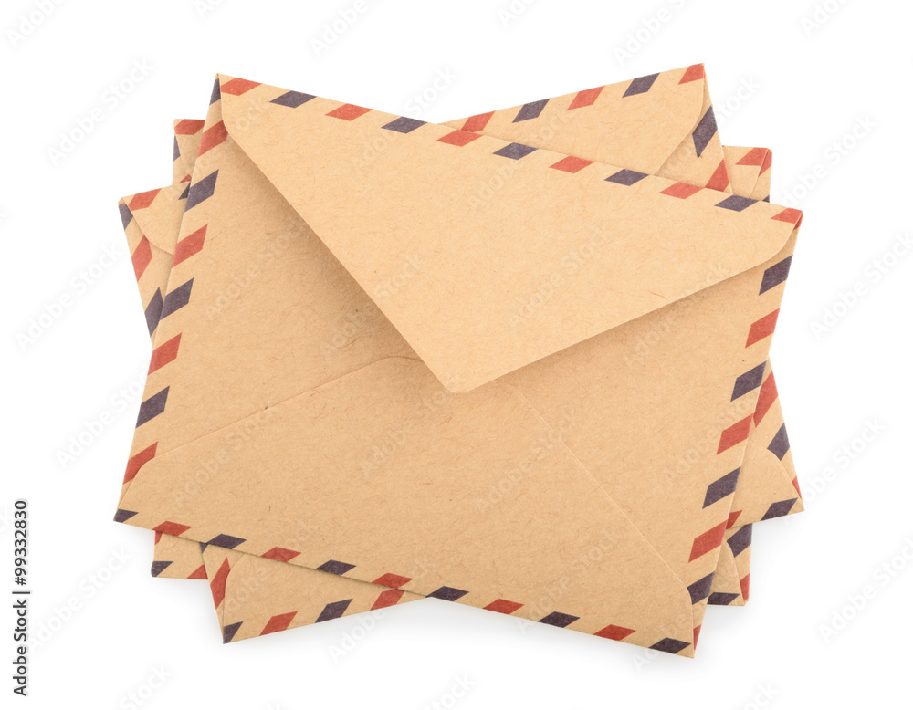 Brown Envelopes isolated. close up