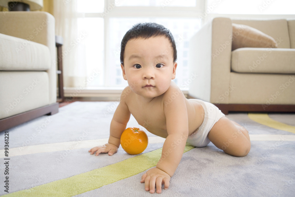 Infant with fruit