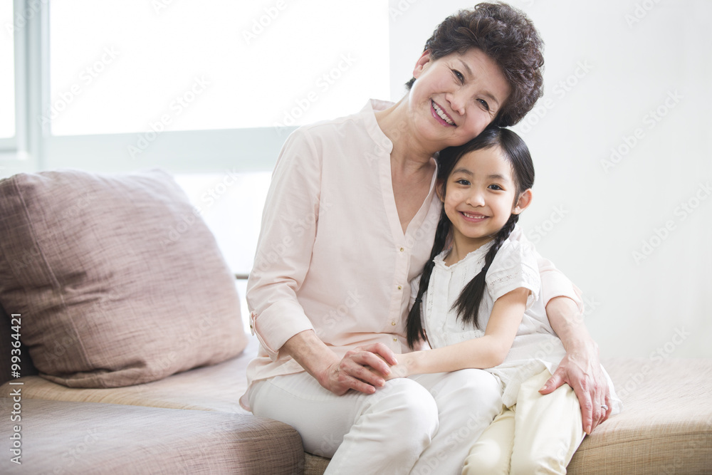 Happy grandmother and granddaughter