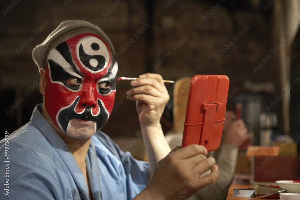 Man Applying Traditional Face Paint