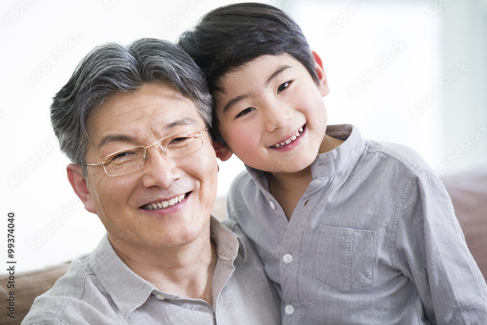 Happy grandfather and grandson