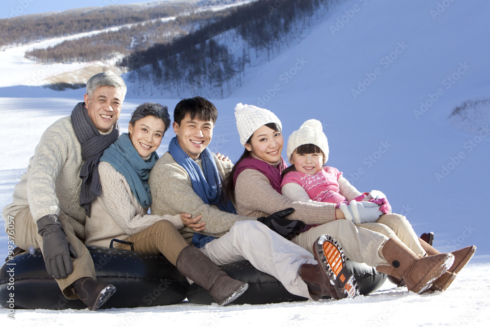 Family having fun in snow