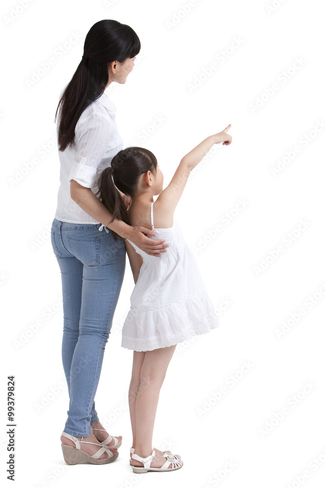 Mother and daughter looking the front