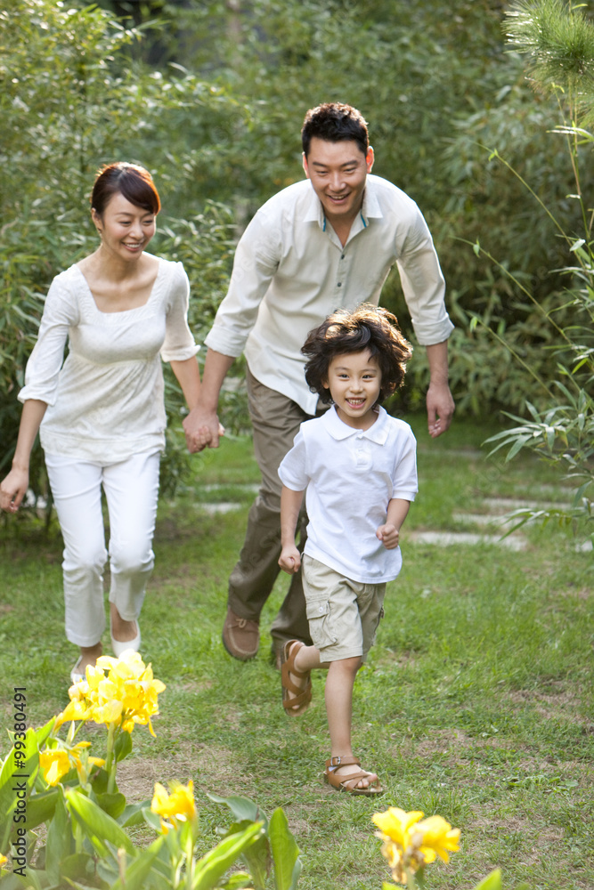 Family having fun in garden