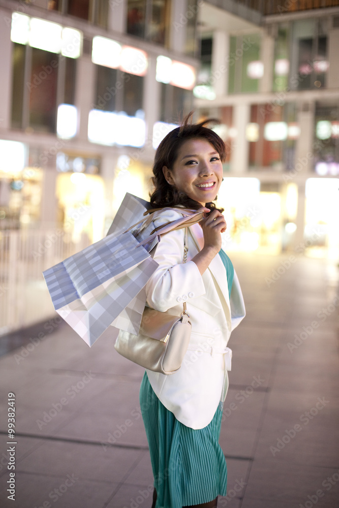 Young woman go shopping