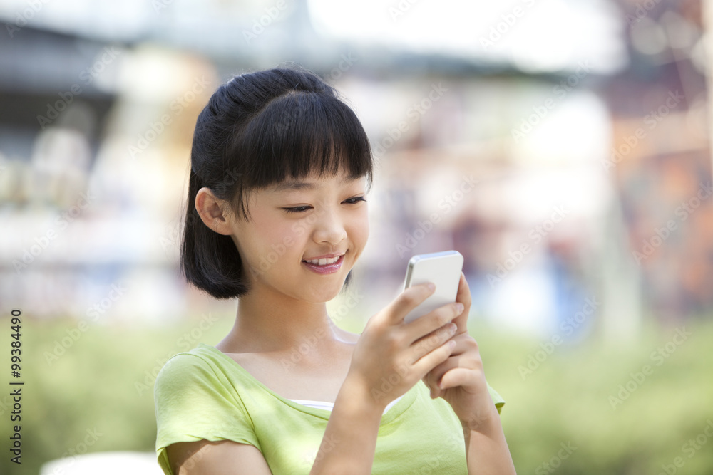 Schoolgirl and smart phone