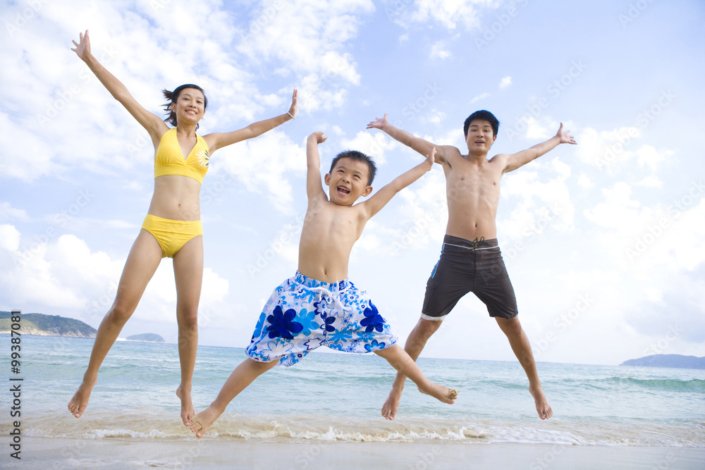 Portrait of a young family at the beach